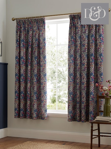 Dreams & Drapes Navy Bessie Lined Pair Of Pencil Pleat Curtains (W85421) | €68