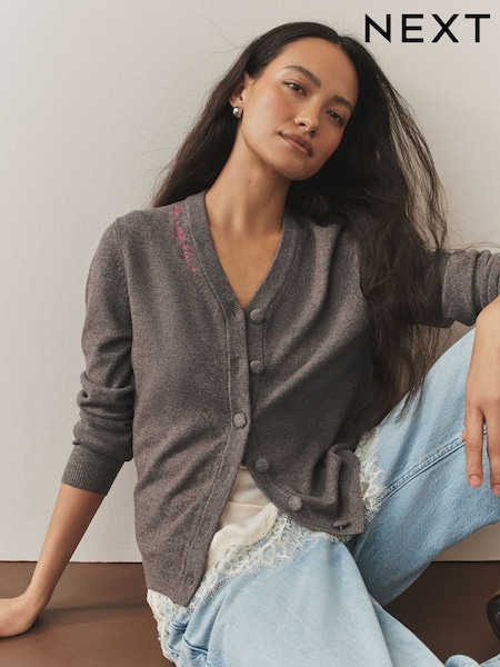 Chocolate Brown Supersoft Knitted V-Neck Cardigan (W85462) | €53