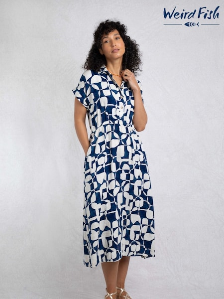 Weird Fish Jaye Printed Linen Rich Shirt Dress (W85570) | R$ 445