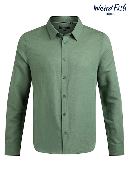 Weird Fish Shaun Linen Rich Long Sleeve Shirt (W85571) | R$ 790