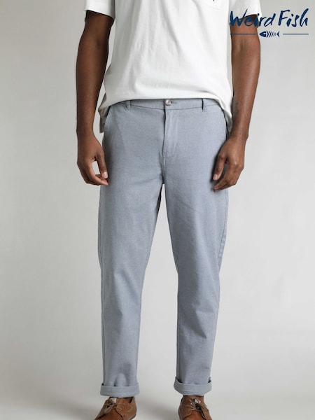 Azul - Weird Fish Charleigh Textured Chino Trousers (W85583) | R$ 415 - R$ 590