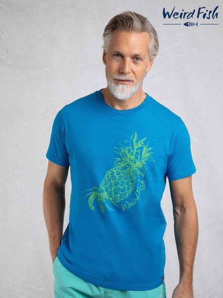 Weird Fish Blue Pineapple Express Graphic Print T-Shirt (W85589) | R$ 395