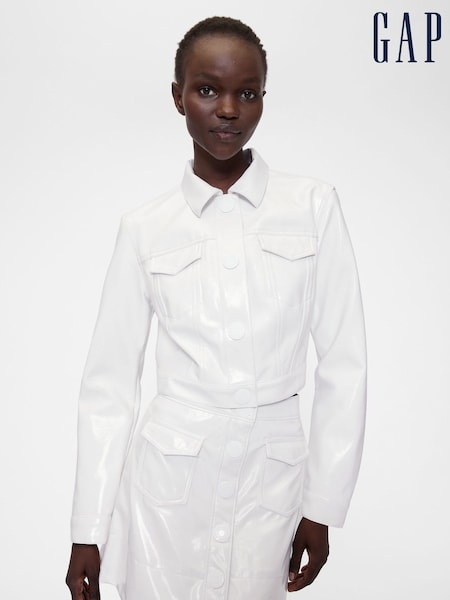 Gap GapStudio White Cropped Patent Leather Jacket (W85609) | €318