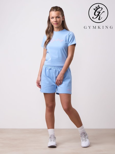 Gym King Blue Relaxed Fit Script Shorts (W85697) | AED128