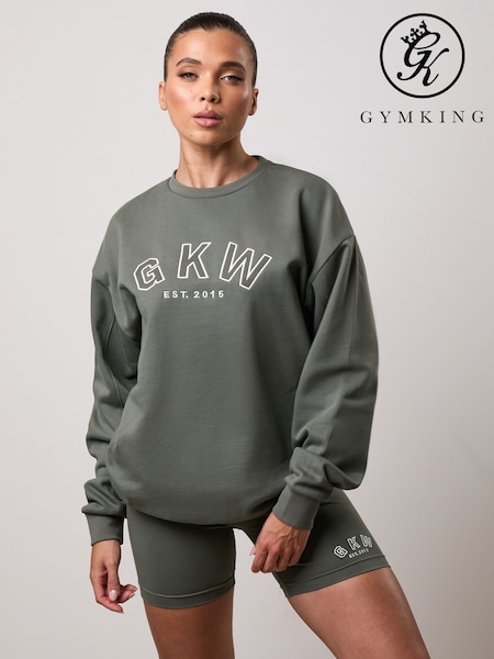 Gym King Grey Oversized Crew Top (W85702) | R$ 495