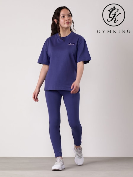Gym King Blue Script Boyfriend T-Shirt (W85736) | €31