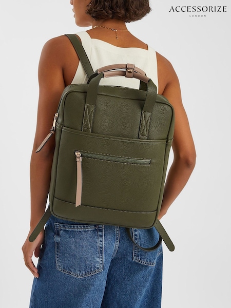 Accessorize Green Pocket Top Handle Backpack (W86007) | €48