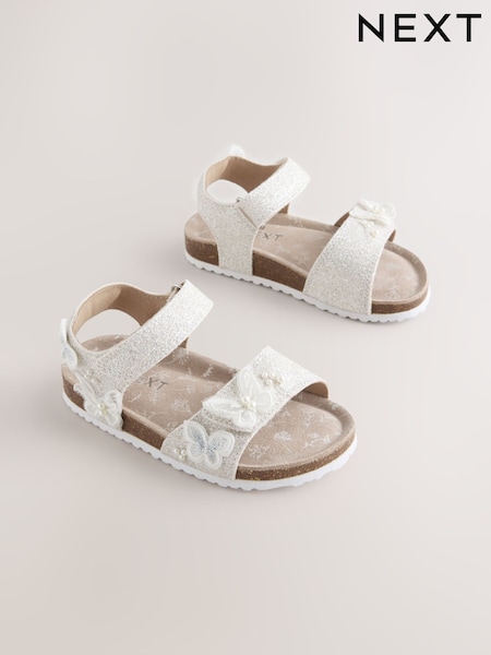 Hvit glittersommerfugl - Touch Fastening Corkbed Sandals (W86309) | kr301 - kr368