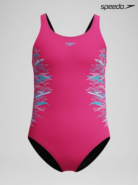 Speedo Pink Placement Muscleback One Piece Swimsuit (W86321) | SGD 34