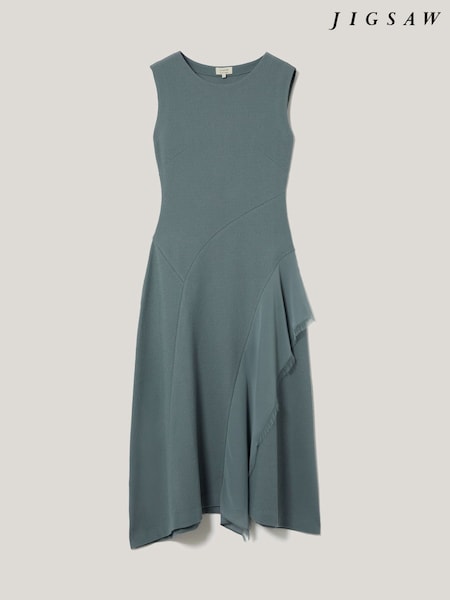 Jigsaw Green Georgette Ruffle Jersey Dress (W86544) | €216