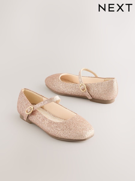Rose Gold Glitter Standard Fit (F) Mary Jane Occasion Shoes (W86550) | €39 - €50
