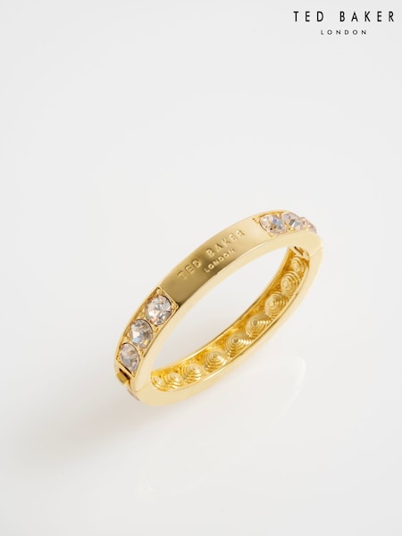 Ted Baker Gold Tone Rosie: Crystal Rock Hinged Bangle Bracelet (W86662) | AZN 196
