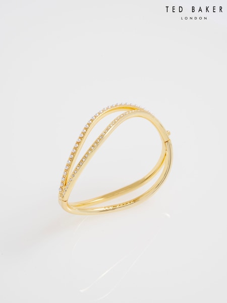 Ted Baker Gold Tone Wavie Jewelled Wave Hinged Bangle Bracelet (W86674) | €86