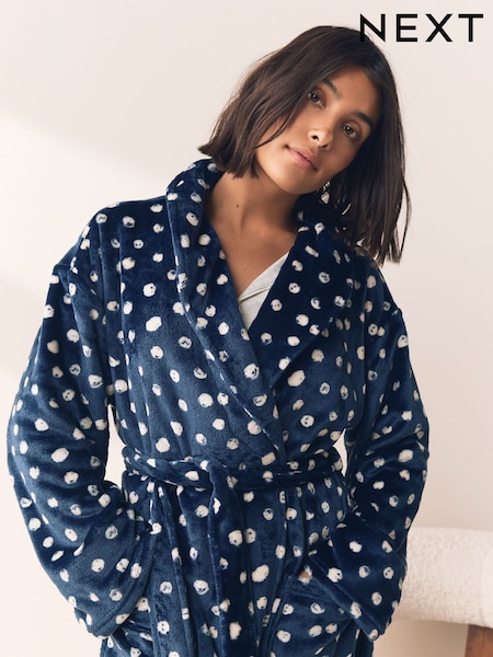 Navy Polkadot Supersoft Dressing Gown (W86775) | R$ 245