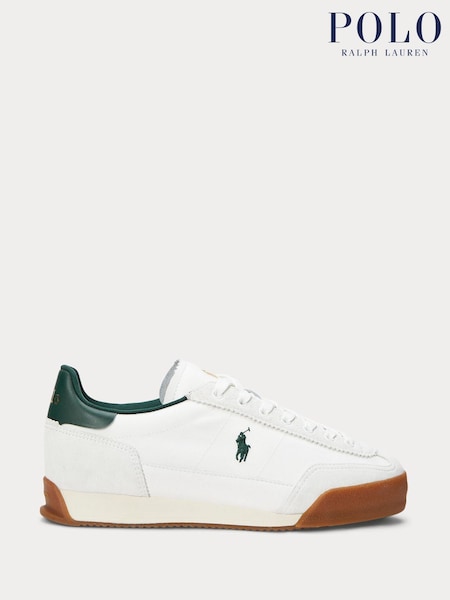 Polo Ralph Lauren White/Green Hester PP Sneakers Low Top Lace Trainers (W86826) | €179