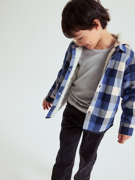 Polarn O. Pyret Blue Fleece-Lined Checked  Shirt (W86969) | 198 QAR