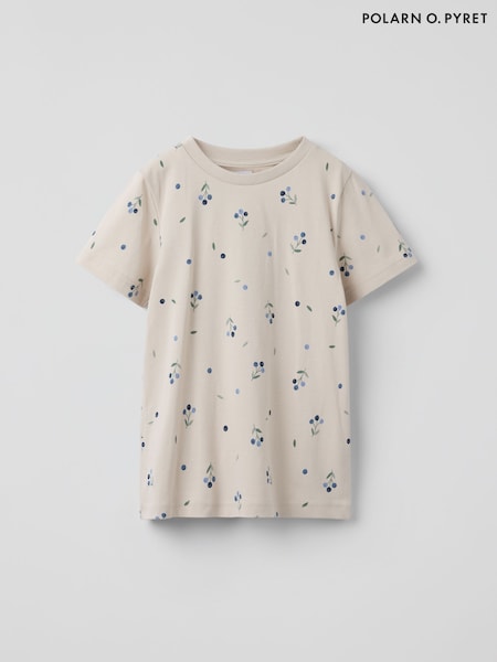 Polarn O. Pyret Cream Cotton Blueberry T-Shirt (W86979) | €27