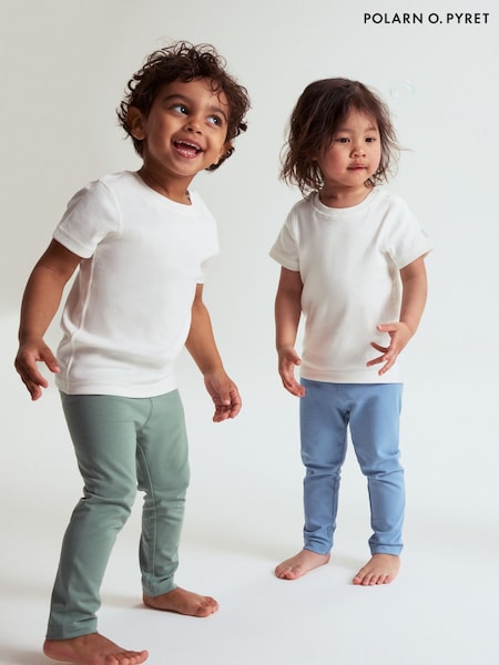 Polarn O. Pyret Green Cotton Plain Leggings (W86984) | €20