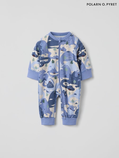 Polarn O. Pyret Blue Cotton Print Sleepsuit (W86994) | R$ 235
