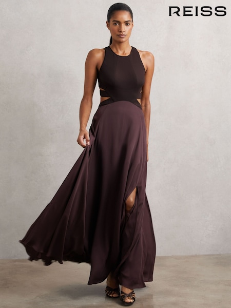 Reiss Burgundy Paloma Cut-Out Racerback Maxi Dress (W87186) | 2,190 QAR