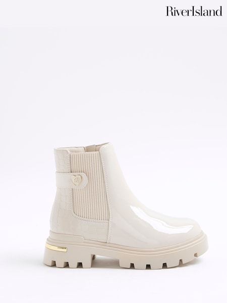 River Island Girls Patent Heart Strap Chelsea Boots (W87318) | 223 LEI
