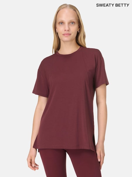 Sweaty Betty Red Soft Flow Studio Longline T-Shirt (W87373) | 272 QAR