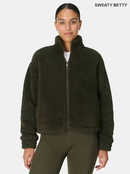 Sweaty Betty Green Black Canyon Fleece Zip-Up Sweatshirt (W87376) | €191