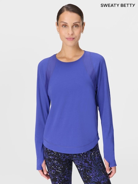 Sweaty Betty Blue Breathe Easy Mesh Long Sleeve Top (W87412) | €86