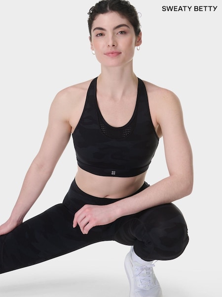 Sweaty Betty Ultra Black Camo Print Power High Impact Sports Bra (W87481) | €69
