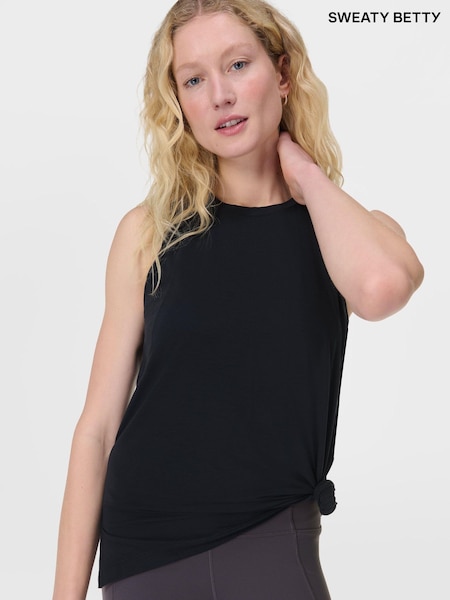 Sweaty Betty Black Soft Flow Studio Longline Tank Top (W87514) | €58