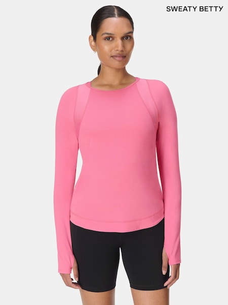 Sweaty Betty Pink Breathe Easy Mesh Long Sleeve Top (W87525) | €86