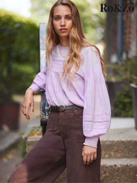 Ro&Zo Purple Lace Insert Blouse (W87578) | €101