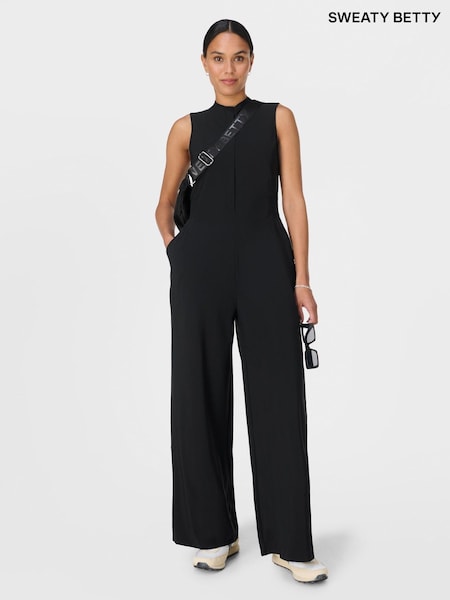 Sweaty Betty Black 32 inch inside seam Explorer Wide Leg 30" Jumpsuit (W87597) | €175