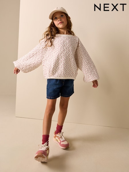 Cream Flower Ditsy Quilted Sweatshirt (3-16yrs) (W87625) | AED91 - AED117