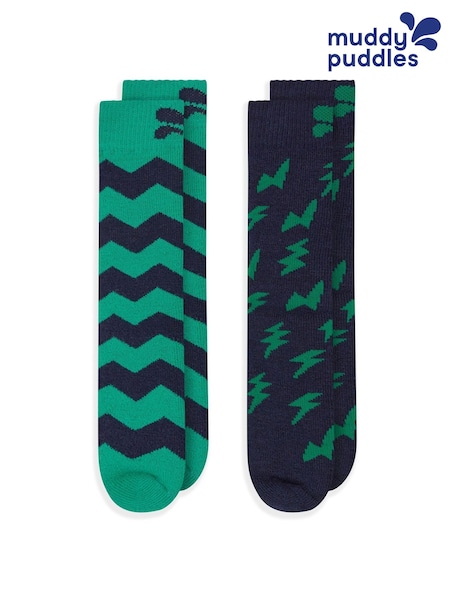 Muddy Puddles Green Merino Mix Twin Pack Socks (W87642) | €40