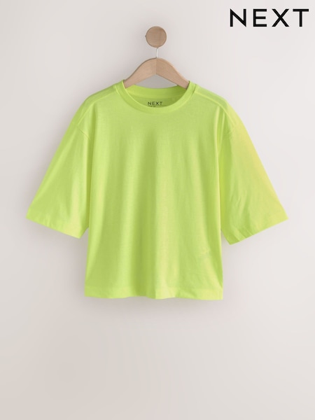 Lime Green Oversized Relaxed Fit Boxy Heavyweight Crew Neck T-Shirt (W87672) | €10