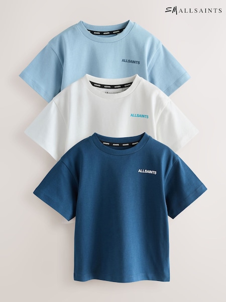 smALLSAINTS Blue Logo Crew Relaxed Younger 3 Pack T-Shirts (W87697) | ₪118 - ₪127