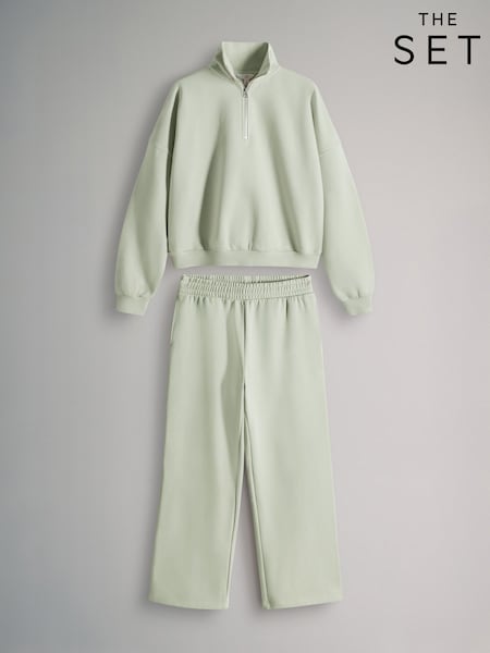 The Set 2 Pack Quarter Zip Funnel Neck Jumper and Wide Leg Jogger Set (W87745) | 200 zł