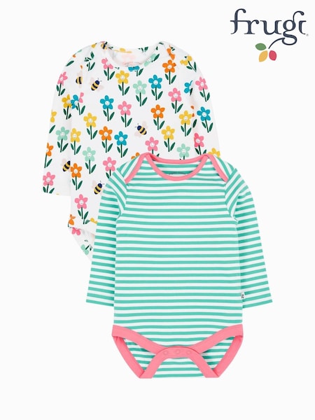 Frugi Super Special White Bodysuits 2 Pack (W87878) | €32 - €34