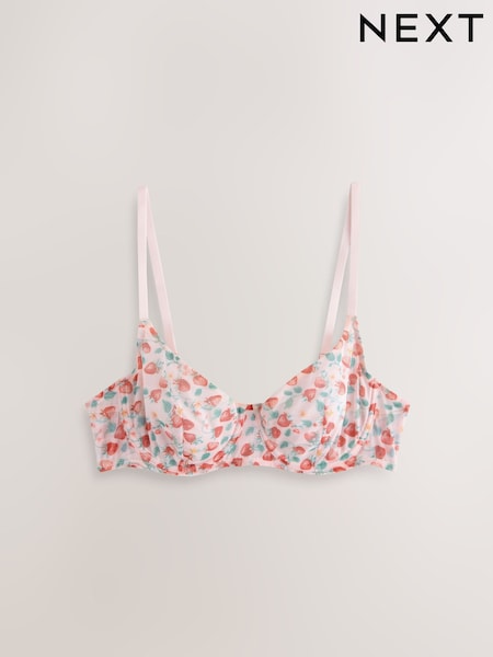Strawberry Print Non Pad Balcony A-E Mesh Non Padded Balcony Bra (W87923) | €17