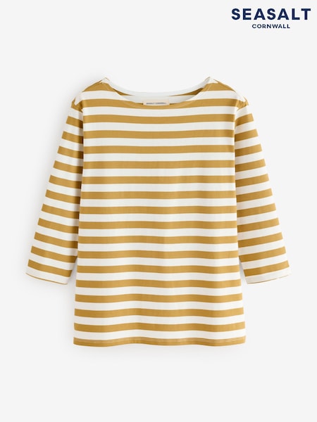 Seasalt Cornwall Yellow Sailor 3/4 Sleeve Top In Certified Cotton Jersey (W87992) | 148 QAR