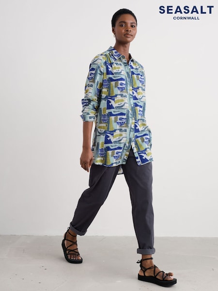 Seasalt Cornwall Green Wren Flutter Longline Shirt (W88015) | €104