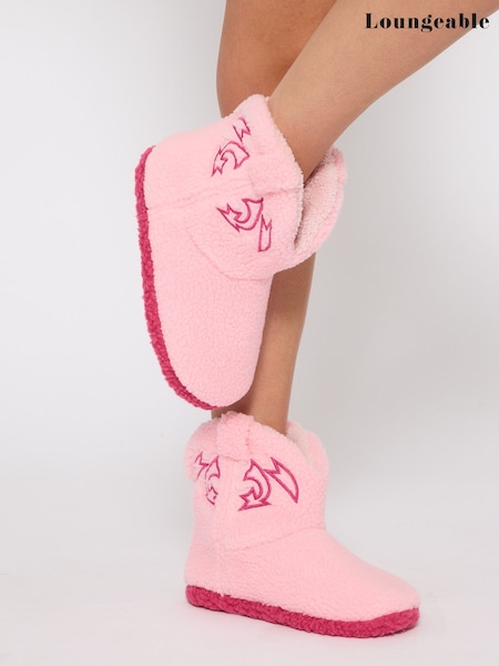 Rosa - Loungeable Borg Cowboy Bootie Slippers (W88251) | R$ 195