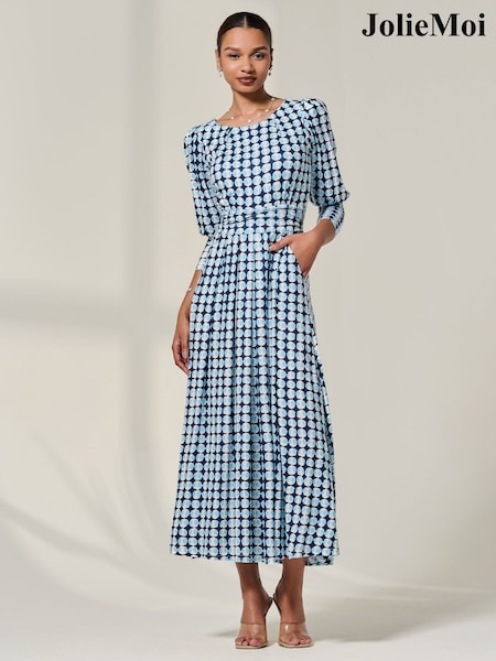 Синій - Jolie Moi Long Puff Sleeved Jersey Midaxi Dress (W88256) | 4 746 грн