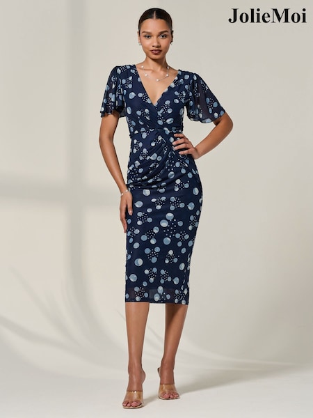 Jolie Moi Blue Mesh Short Sleeve Midi Dress (W88265) | 4,025 UAH