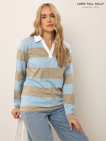 Azul - Long Tall Sally Stripe Rugby Sweatshirt (W88283) | R$ 285