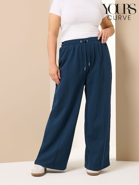 Yours Curve Blue Wide Fit Wide Leg Joggers (W88291) | R$ 235