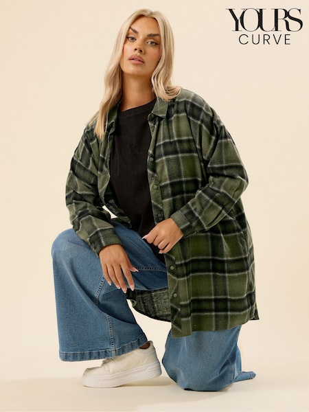 Yours Curve Oversized Check Shirt (W88312) | R$ 285