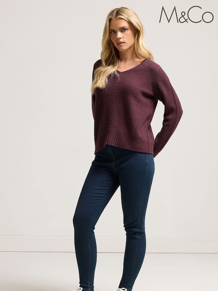 M&Co Petite V-Neck Stitch Jumper (W88314) | R$ 275