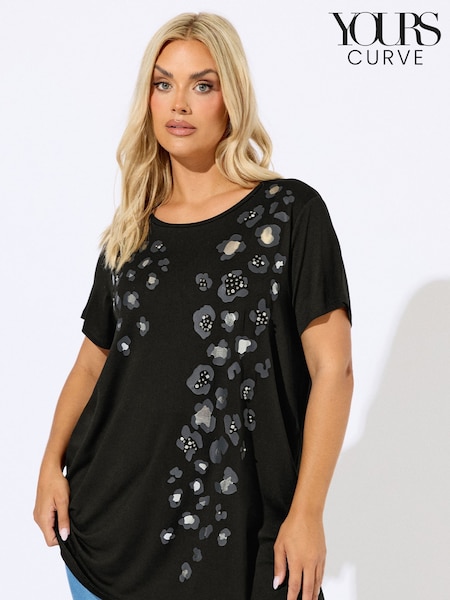Yours Curve Placement T-Shirt (W88321) | R$ 235